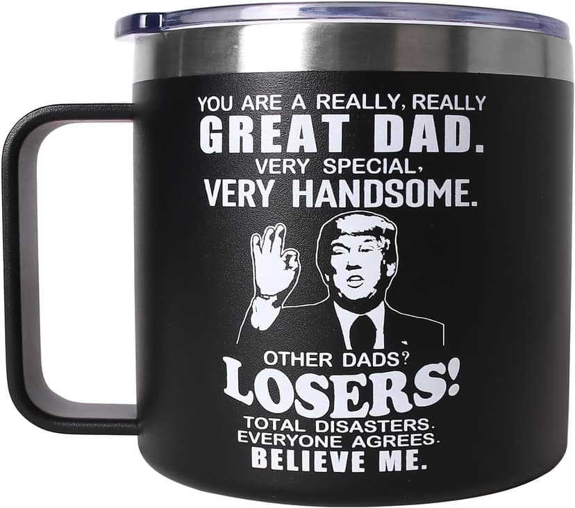 Fathers Day Dad Gifts from Daughter Son,Christmas Birthday Gifts for Step Dads Father in Law Him Bonus Daddy,Gift for Men Papa Grandpa Uncle Stepdad,14 oz Black Tumbler Mug