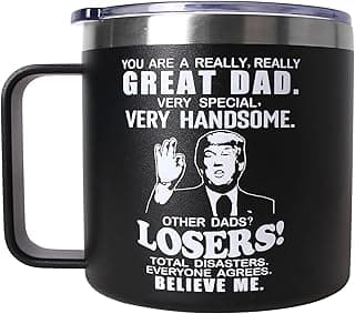 Fathers Day Dad Gifts from Daughter Son,Christmas Birthday Gifts for Step Dads Father in Law Him Bonus Daddy,Gift for Men Papa Grandpa Uncle Stepdad,14 oz Black Tumbler Mug