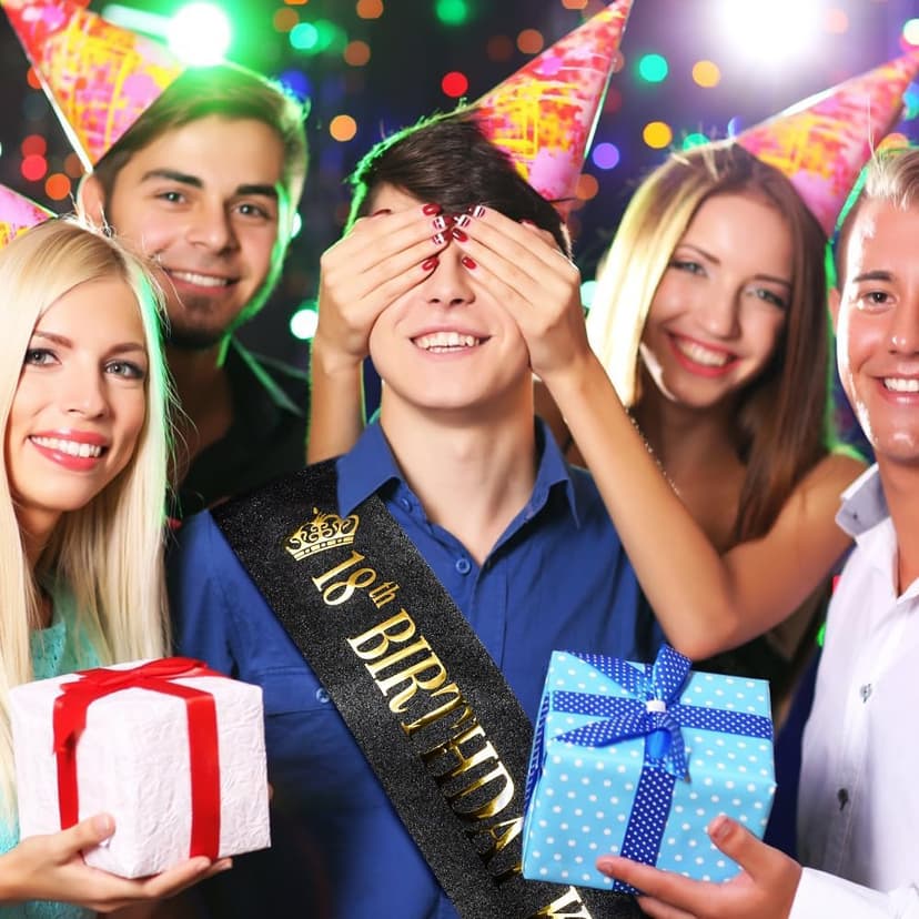 TOBATOBA 18th Birthday King Sash 18th Birthday Decorations for Boys, Gold Foil Black Satin Birthday Sash for Boys 18th Birthday Gift for Boys 18th Birthday Party Favors Decorations