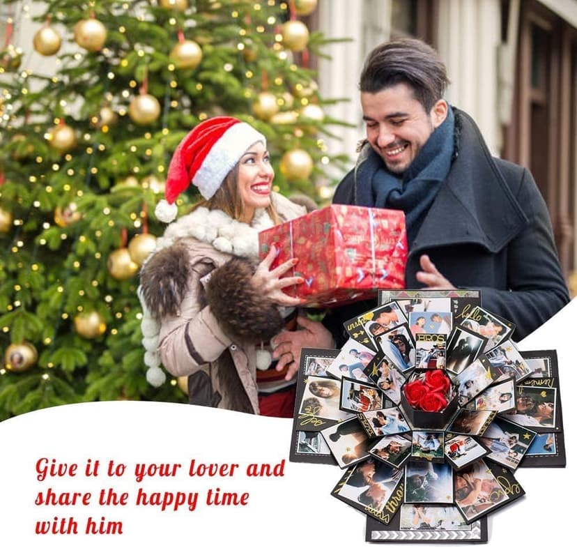 Explosion Gift Box - Photo Box, A Creative Six-sided Gift Box. Love Memory DIY Handmade Photo Album Scrapbook, A Surprising Boyfriend Birthday Gift, Ideal for Weddings, Christmas or Valentine's Day