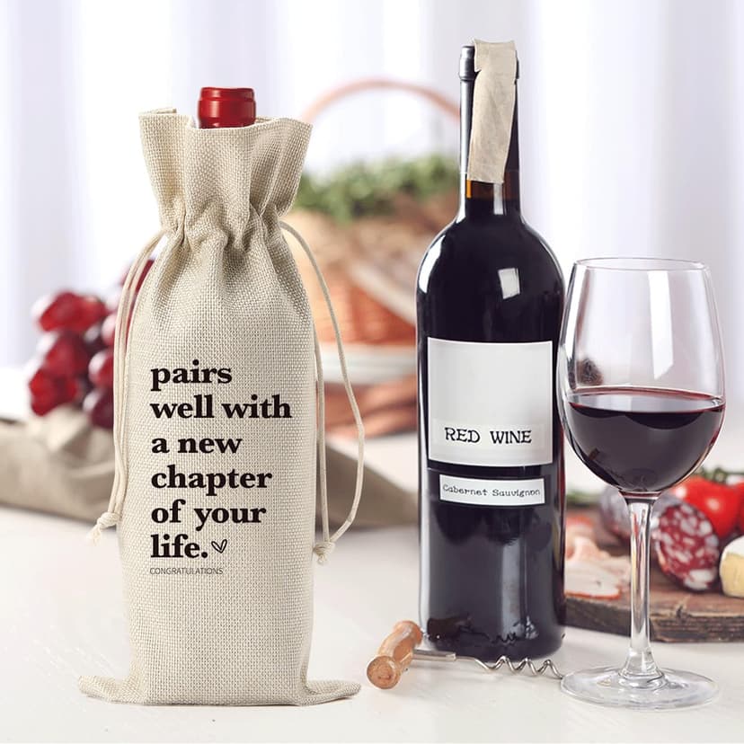 1 Pcs Funny New Chapter Wine Bag New Beginnings Gifts for Women Men Farewell Gifts for Friends Going Away Gifts for Coworkers Women Men Moving Away Gifts for Friends New Teacher Gifts