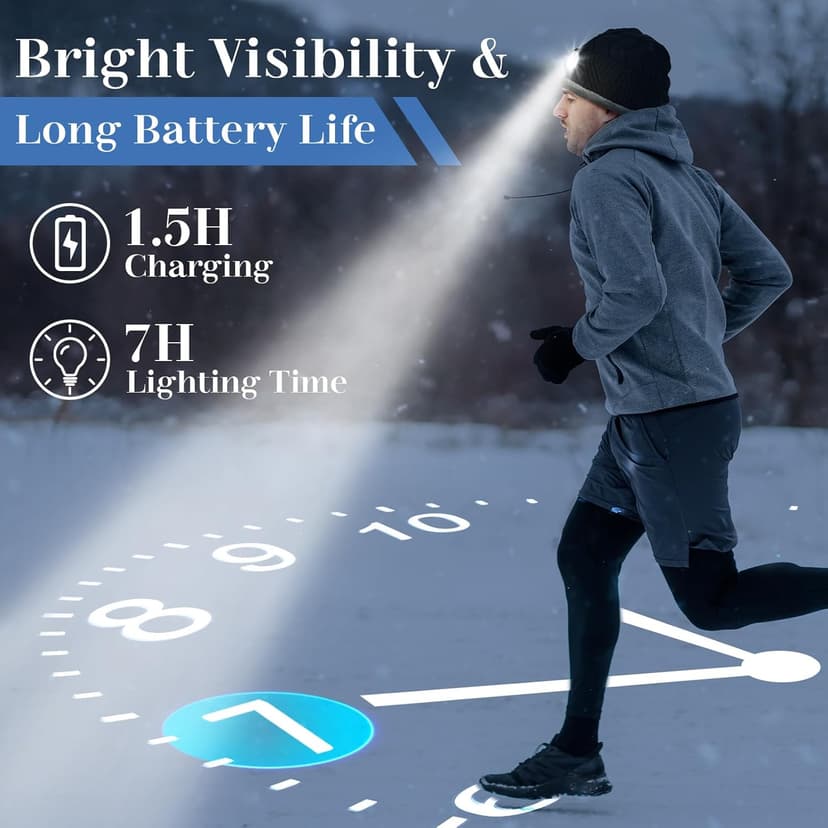 HIGHEVER LED Beanie Hat with Light: Christmas Stocking Stuffers for Men Adult Cool Gifts for Teen Boys Men Dad Winter Gifts