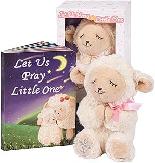 Baptism Gifts for Girl, Great Christening, Dedication and Baptism Gift Set for Girl and Newborn Baby, Includes 7" Praying Lamb Plush Toy and Let Us Pray Baby Book in Keepsake Gift Box