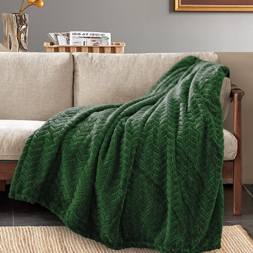 Inhand Fleece Throw Blankets, Super Soft Flannel Cozy Blankets for Adults, Washable Lightweight Blanket for Couch Sofa Bed Office, Warm Plush Blankets for All Season (50"×60", Green)