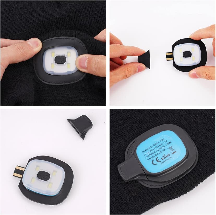 VIBELITE LED Beanie Hat with Light, USB Rechargeable LED Headlamp, Christmas Gifts for Men, Stocking Stuffers for Teen Boys, Dad, Husband, Father, Grey