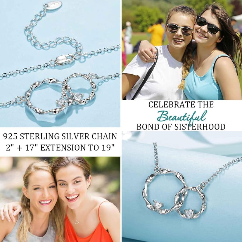 Sister Gifts, Sterling Silver Interlocking 2 Circles Necklace for Big & Little Sisters, Sister Birthday Gifts from Sisters