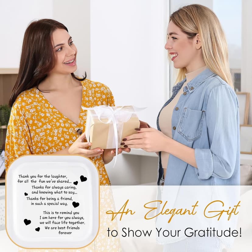 PUDDING CABIN Friend Birthday Gifts for Women,Friendship Thank You Ring Trinket Dish,Going Away Gifts for Friends,Long Distance Gifts for Women Moving Retirement Gifts For Woman