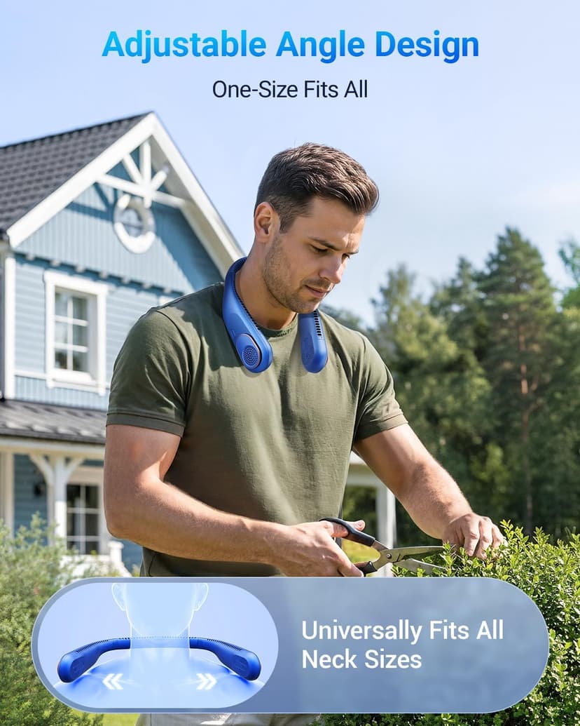 SWEETFULL Portable Neck Fan 360° Cooling Bladeless Personal Fan | No Hair Twisting - 4000mAh USB Rechargeable Wearable Fan for Travel, Birthday Gifts for Men, Women, Mom, and Dad