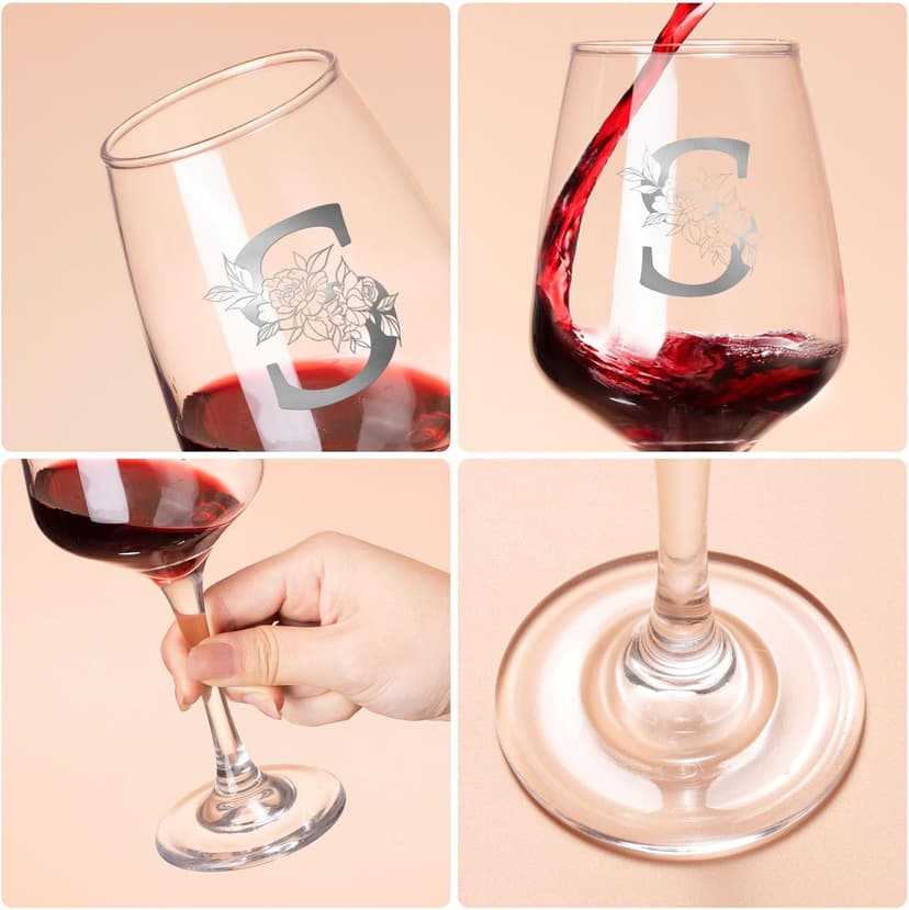 Monogrammed Wine Glass Gifts for Women, Personalized A-Z Wine Glass, Custom Gifts for Women, Unique Birthday Christmas Mother's Day Gift for Her, Mom, Wife, Friends