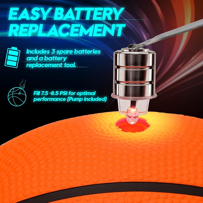 Light Up LED Basketball for Teen Boys: Cool Nighttime Ball Game Gifts for Birthday Christmas Easter – Size 7 Outdoor Rubber Ball for Boys Girls 8-15+ Year Old