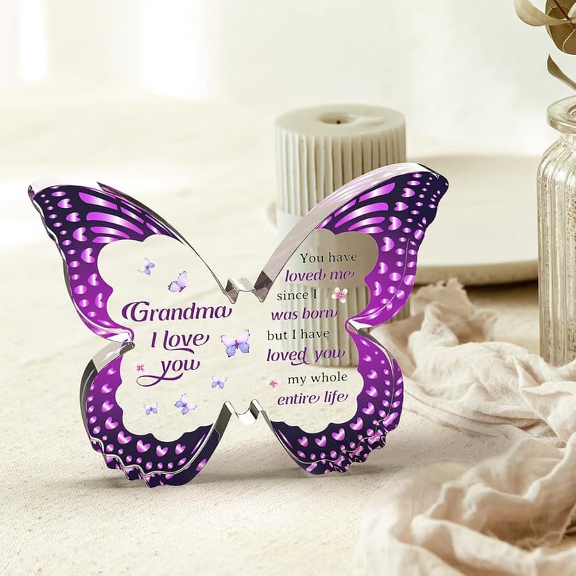 Grandma Gifts - Grandma Christmas Gift Ideas, Birthday Gifts for Grandma - Butterfly Acrylic Decorations - Christmas Gifts for Grandma from Grandkids