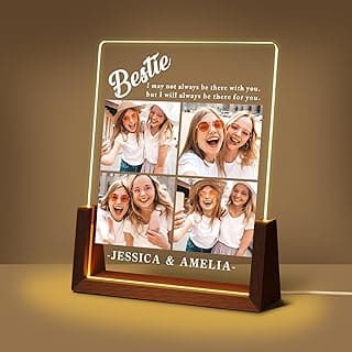 Personalized Besties Friendship Gifts For Women Her, Best Friend Birthday Gifts, Custom LED Acrylic Plaque With Photo Frame Name, Customized Long Distance Christmas Gift For BFF Bestie Sister