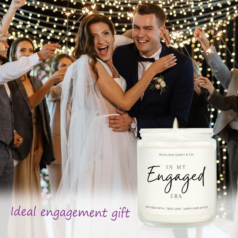 Engagement Gifts for Couples – Lavender Scented Candle for Relaxation & Stress Relief (7oz) – Just Engaged Gifts for Her, Bride to Be, Fiance, Engagement Party Decorations, Handmade