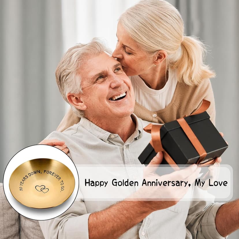 50th Anniversary Day Gifts for Couple Wedding Anniversary Day Gifts for Wife Gold Anniversarys Day Gift for Parents Mothers Day Gift for Grandma Gold Anniversarys Decoration Valentine Jewelry Tray