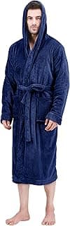 NY Threads Men's Hooded Fleece Bathrobe Plush Long Spa Robe