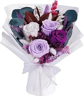 Flowers Gifts for Mom, Flower for Delivery, Preserved Roses Bouquets, Purple Roses, Birthday Gifts for Women, Mothers Day Flowers for Wife