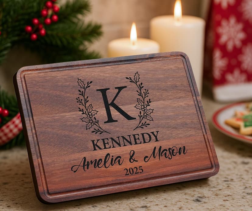 Custom Cutting Board Gift for Christmas, Engraved Wood Charcuterie Board for Housewarming, Anniversary, New Home, Wedding, Engagement, Best Gift Ideas for Couples, Parents, Women, Newlyweds