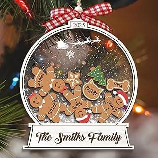 Personalized Christmas Ornaments 2025 - Snow Globe Personalized Ornaments for Family of 2,3,4,5,6,7,8,9,10 Members, Ginger Breads Custom Ornament Xmas Gift Idea