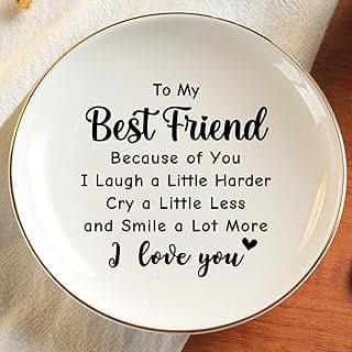 Friendship Gifts for Women Best Friend - Ceramic Jewelry Dish Tray Presents for Female Firends Bestie Sister Coworkers Birthday Mothers Day