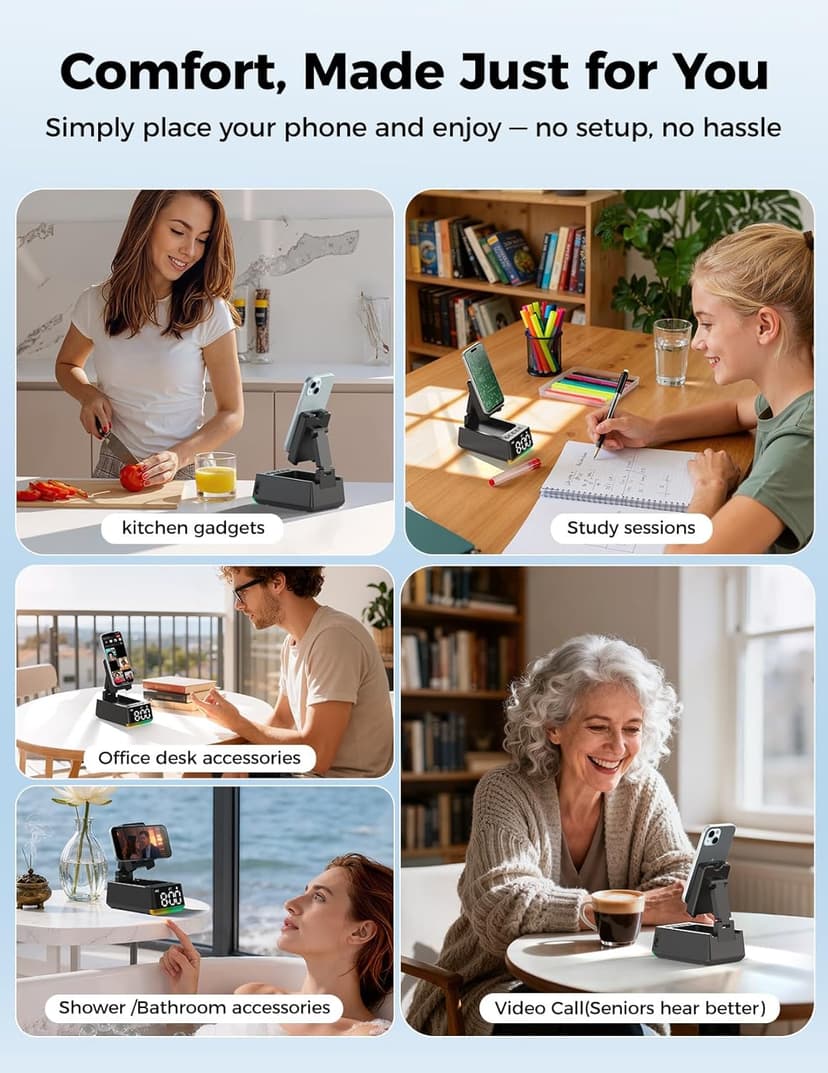 Birthday Gifts for Men Women-Bluetooth Speaker with HD Sound, Stocking Stuffers White Elephant Gifts for Adults, Kitchen Gadgets for Anniversary Idea Gift for Dad Mom Husband Wife(Black)