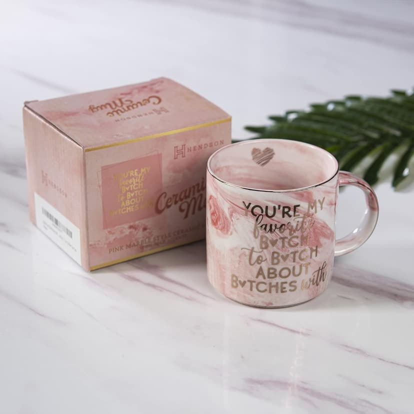 Best Friend Birthday Gifts for Women - Funny Friendship Gift for Bestfriend, Besties, BFF, Sister, Boss Woman, Big Sis, Sorority, Mom - You're My Favorite - Cute Pink Marble Mug, 11.5oz Coffee Tea Cup