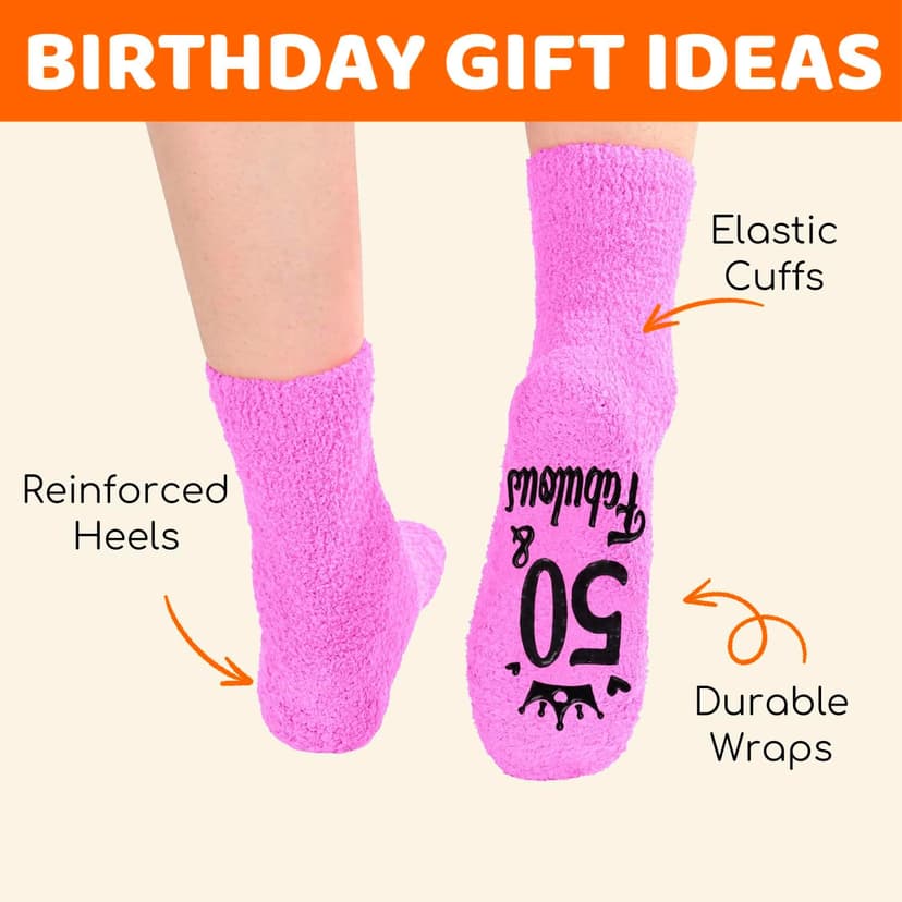 HAPPYPOP 50TH Birthday Gifts for Her - Women Socks for 50 Year Olds for Middle Aged Female Friends