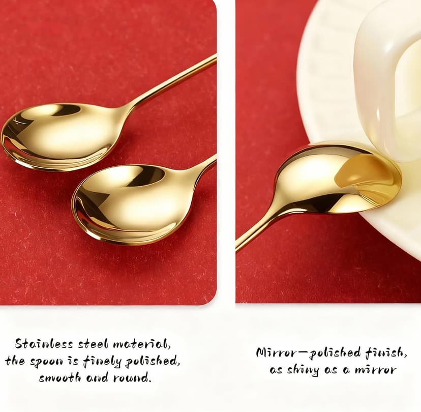 Christmas Teaspoon Gift Set of 4 |Premium 5.6 Inch Stainless Steel Small Spoon | Coffee Spoons for Dessert & Tea | Christmas Decorations Indoor & Kitchen Decor | Hostess Gifts