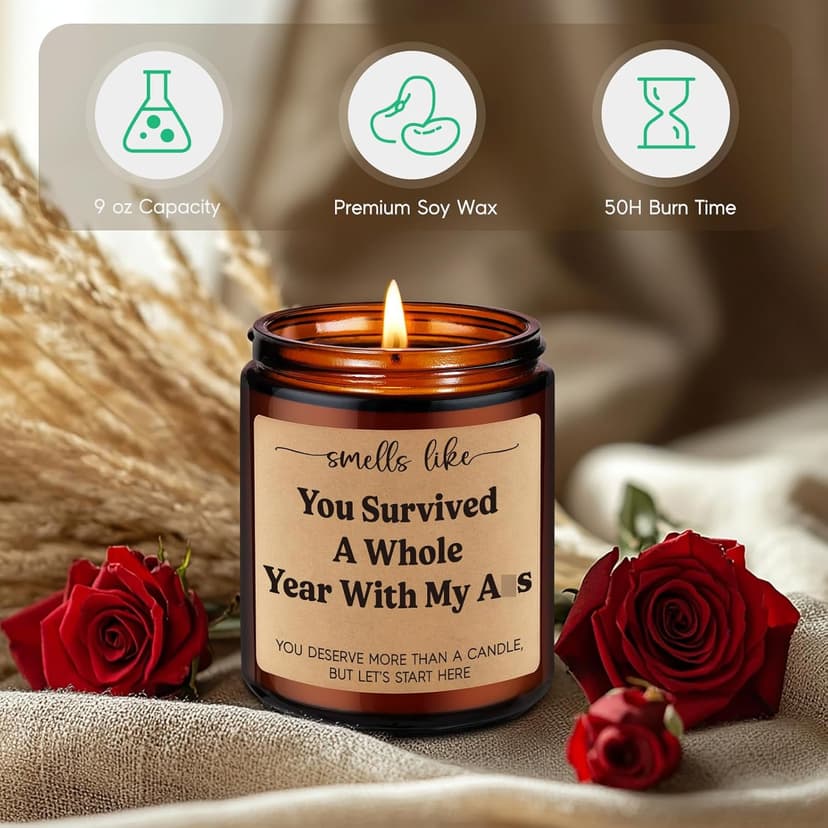 GSPY Scented Candle, 1st Anniversary Candle Gifts for Boyfriend, Girlfriend - 1 Year Paper Anniversary Happy Gifts for Couple, Him, Her - First, One Year Wedding Anniv. Presents for Husband, Wife