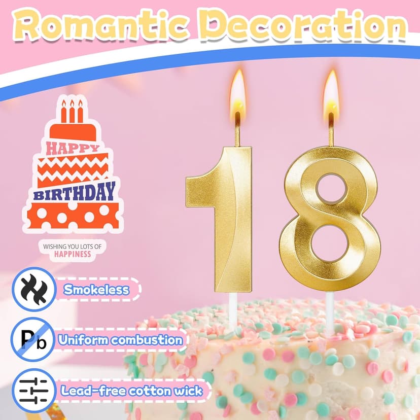 18th Birthday Candles,18th Birthday Decorations for Girls Boys,Happy Birthday Cake Topper for Men,18 Year Old Boy Birthday Gifts