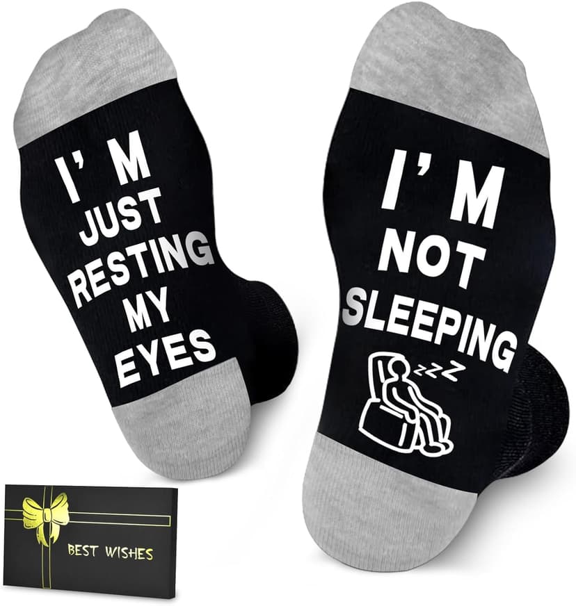 Dealswin Birthday Gifts for Men Dad Fathers Him Husband, I'm Not Sleeping I'm Just Resting My Eyes Socks