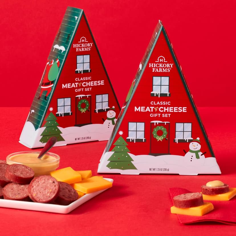 Hickory Farms Meat and Cheese Stocking Stuffer - Gift Basket - 4 Pack| Gourmet Charcuterie Food Christmas Gift | Perfect for the Holiday
