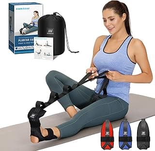 Foot and Calf Stretcher-Stretching Strap For Plantar Fasciitis, Heel Spurs, Foot Drop, Achilles Tendonitis & Hamstring. Yoga Foot & Leg Stretch Strap. (Black)