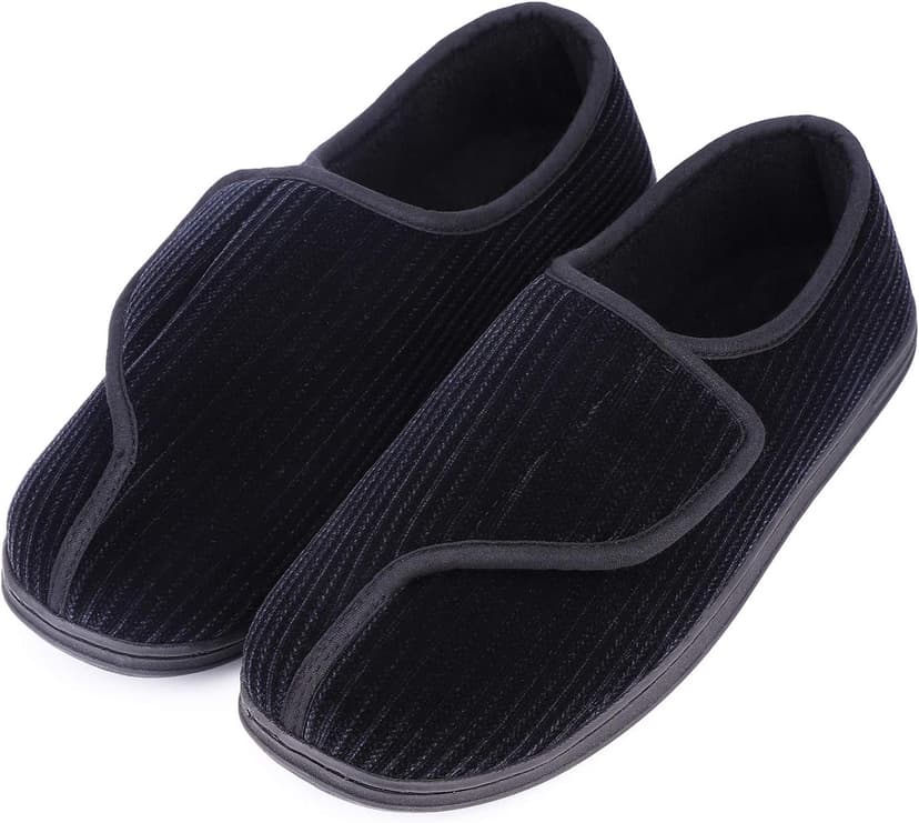 LongBay Men's Memory Foam Diabetic Slippers Comfy Warm Plush Fleece Arthritis Edema Swollen House Shoes