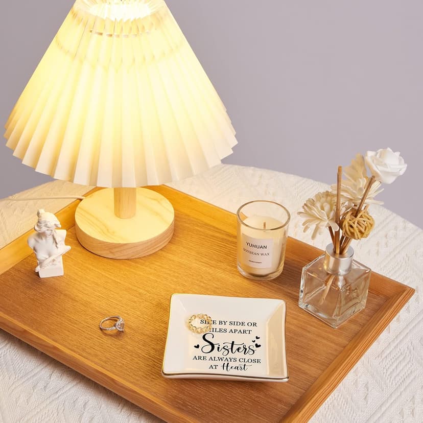 Sister Gifts Trinket Jewelry Dish- Side by side or miles apart, sisters are always close at heart, Sisters Birthday Gifts Mother's Day Valentines Christmas Gift for Sister from Sister