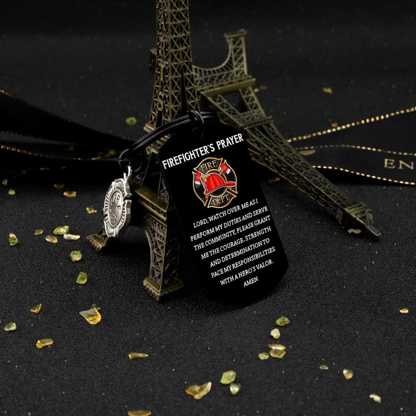 Firefighter Gifts for Men Him Firefighter Keychain Fire Fighter Gifts Adults Son Husband Cool Firefighte Gift Firefighter Accessories for Graduation Firefighters Prayer