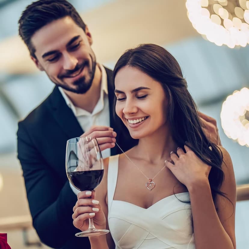 Iefil Christmas Gifts for Women Wife - 925 Sterling Silver Heart Initial Necklace, Anniversary Birthday Gifts for Women, Jewelry Gift for Wife Girlfriend Mom