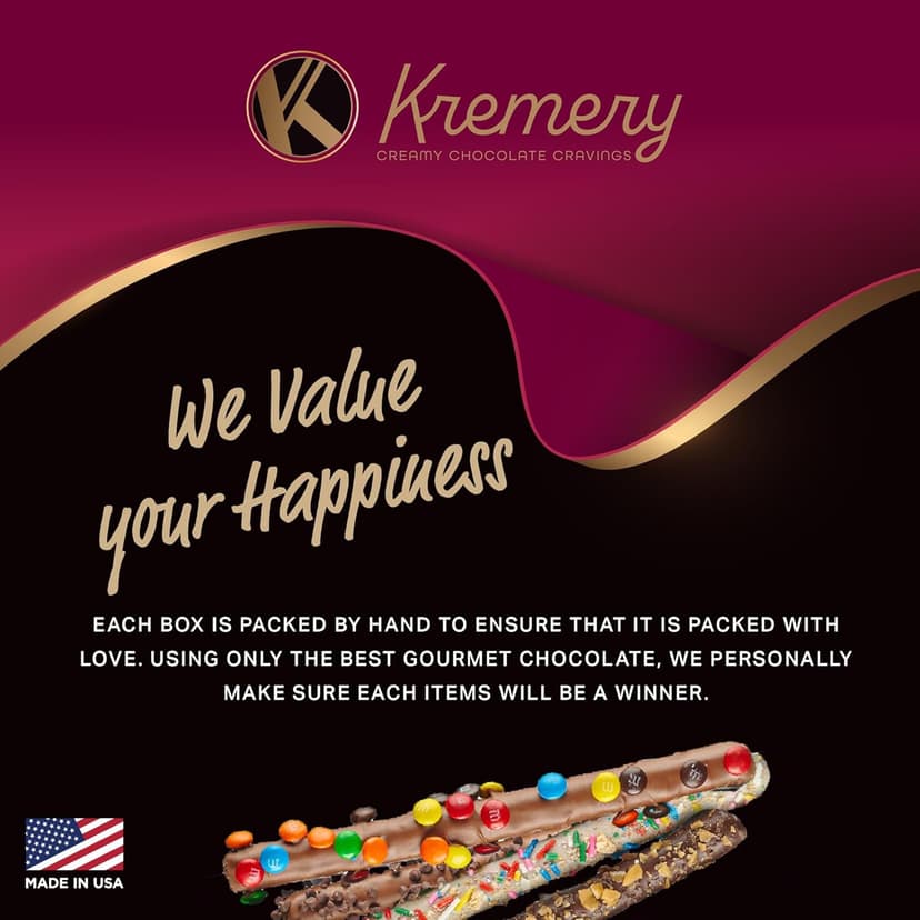 KREMERY Creamy Chocolate Cravings - Holiday Christmas Chocolate Covered Pretzel Rods Gift Basket, in Clear Tube (8 Pretzels, Assorted Sweet Toppings) Xmas Treats Food Arrangement, Kosher