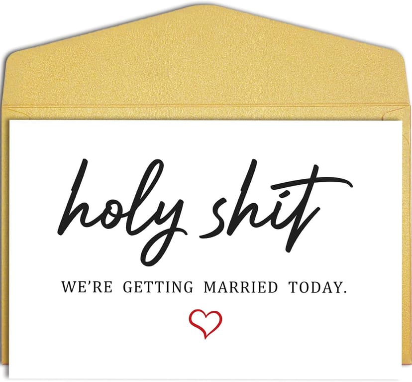 Qiliji Funny Wedding Day Card, Groom Bride Wedding Day Vows Card, To My Husband Wife On Our Wedding Day Card, Holy Shit We're Getting Married Today