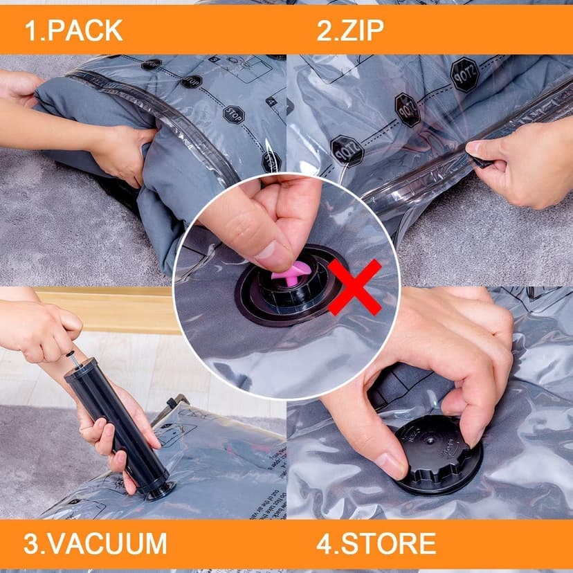 Vacuum Storage Bags Jumbo (12 x Jumbo),Plastic Packaging Bags,Space Saver Sealer Compression Bags for Blankets, Comforters, Pillows, Bedding,Clothes Storage