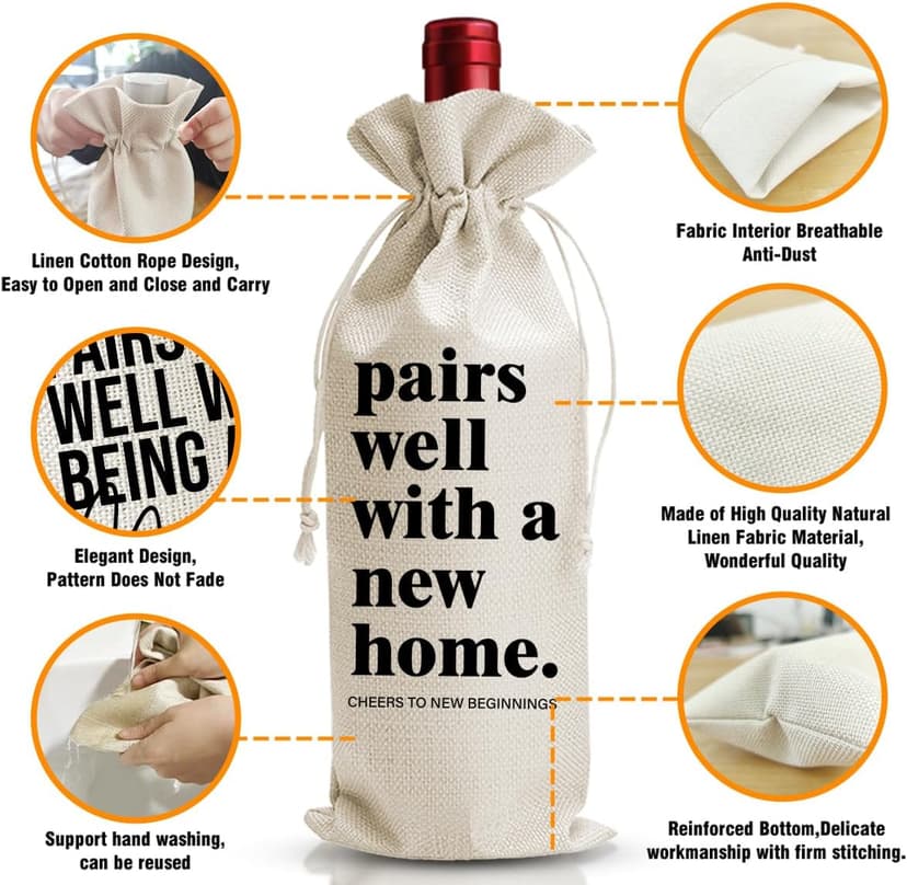 DOI-LANEE Housewarming Wine Bag for Homeowner, New Home Gifts Bag for Women, Welcome To The Neighborhood Gift for Neighbor, Homeowner Realtor Gifts, Pairs Well with A New Home