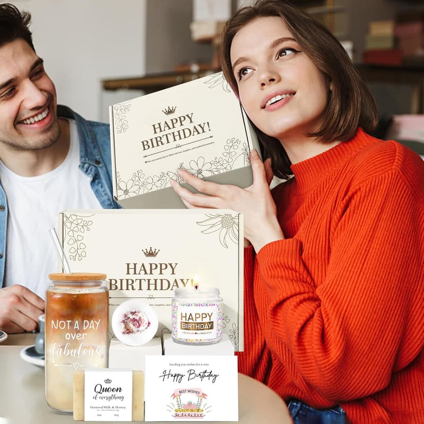 Birthday Gifts for Women, Happy Birthday Gift Baskets for Women, Women Unique Bday Gifts Ideas for Best Friend, Her, Sister, Daughter, Coworkers, Families - Not a Day over Fabulous Glass Gifts Box