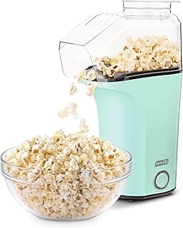 DASH Hot Air Popcorn Popper Maker with Measuring Cup to Portion Popping Corn Kernels + Melt Butter, 16 Cups - Aqua