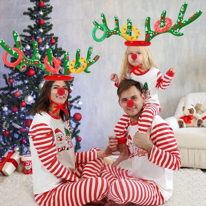 Christmas Games Decorations, Inflatable Reindeer Antler Ring Toss Game, Stocking Stuffers for Men Women Kids Teens Adults, Christmas Party Games Fun Xmas Gifts Carnival Holiday Family