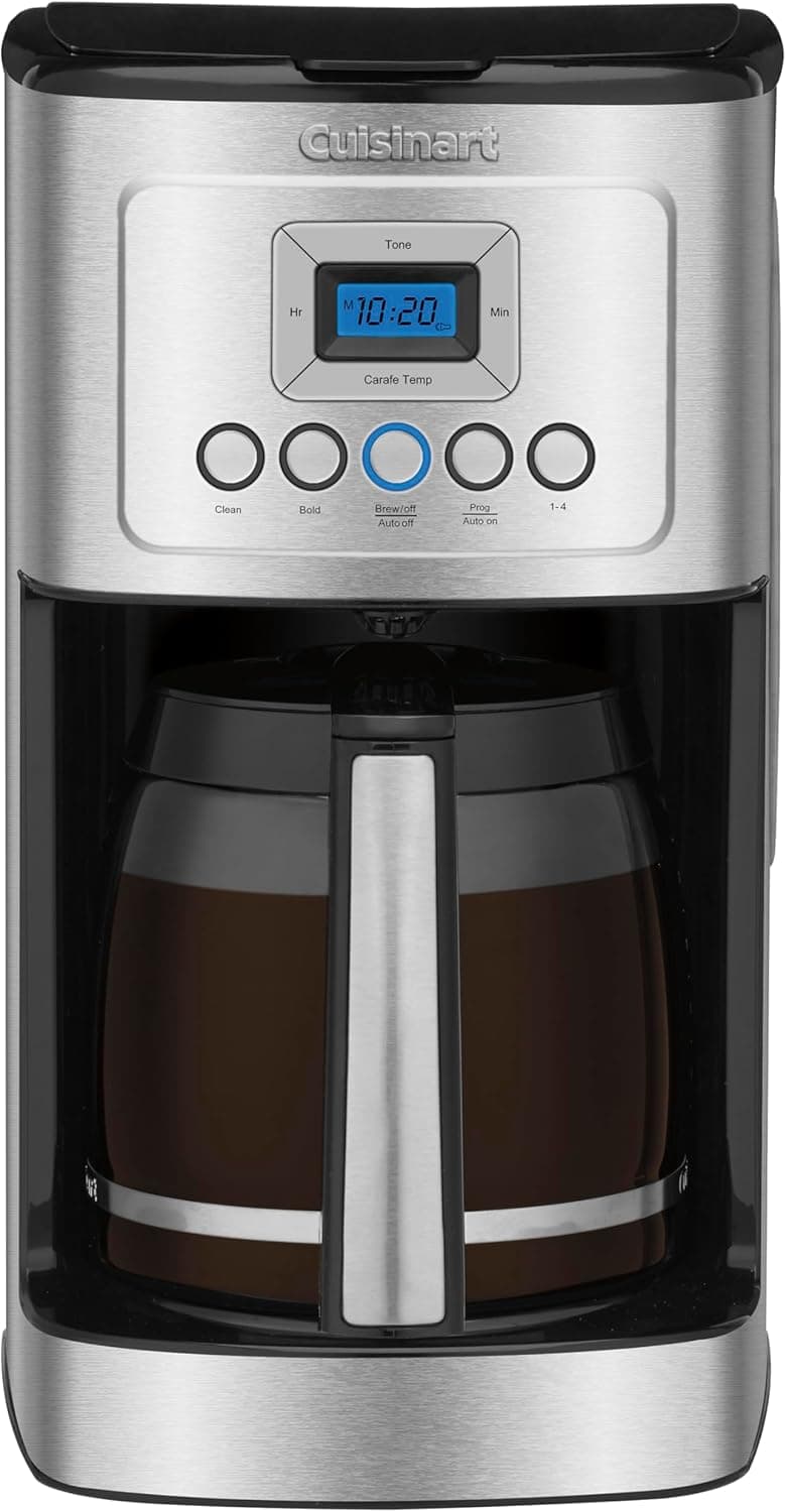 Cuisinart Coffee Maker, 14 Cup Glass Carafe Coffee Machine, Fully Automatic for Brew Strength Control, 1-4 Cup Settings, Adjustable 24 Hour Start and Auto-Shut-Off Times, Stainless Steel, DCC-3200P1