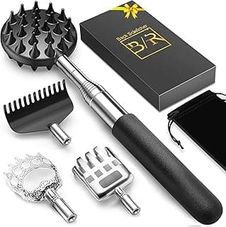 TUKUOS Telescoping Back Scratcher with 4Pcs Detachable Scratching Heads, Fathers Day Dad Gifts for Men Back Scratcher for Men/Dad/Women