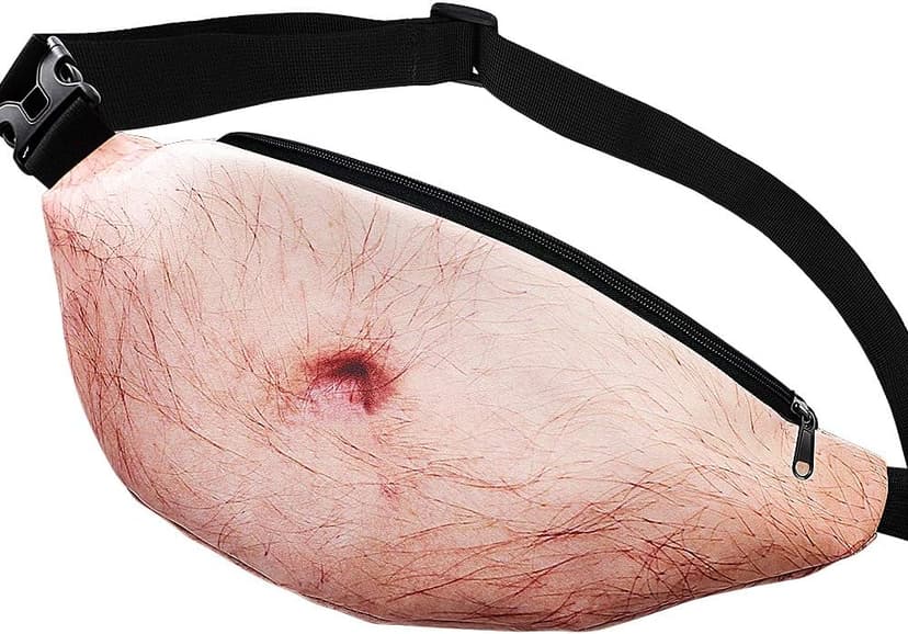 White Elephant Gifts Funny Gag Gifts,3D Men Beer Fake Belly Dad Bag Waist Packs,Waterproof Fanny Pack Unisex for Father's Day,Christmas,Stocking Stuffers for Men Boyfriend Husband Him Friend Dad