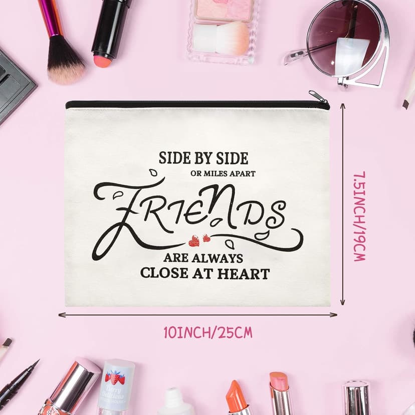 Weewooday 6 Pieces Friendship Gifts for Women Good Friends Makeup Cosmetic Bags Weekend Trip Gifts Birthday Portable Makeup Bags Gifts for Women Travel Retirement Anniversary Present(Classic Style)