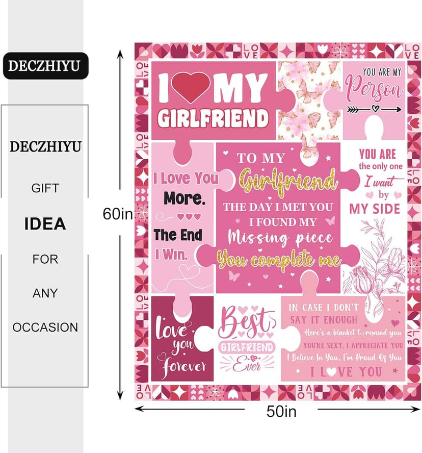 Gifts for Girlfriend from Boyfriend - Valentines Day Girlfriend Gifts for Birthday Mothers Day Christmas - Anniversary Romantic Gift for Her Women - Cute GF Gift Ideas - Soft Flannel Blanket 60"x50"