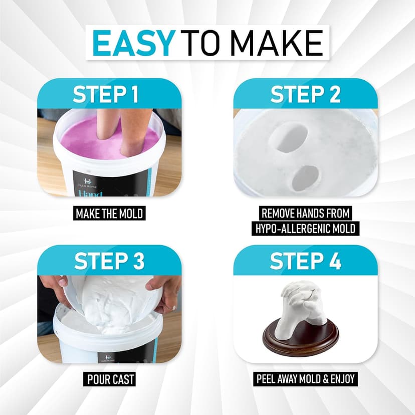 Hula Home Hand Casting Kit for Couples or Family with Mounting Plaque | Anniversary DIY Gifts Her & Him, Keepsake Sculpture Wedding Kids,