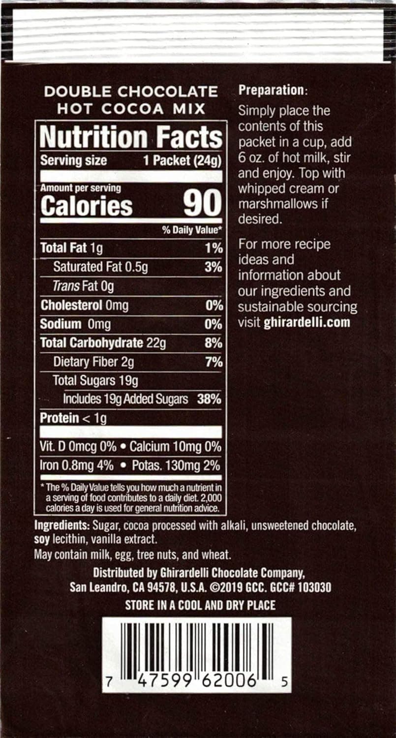 Ghirardelli Double Chocolate Hot Cocoa Mix, 0.85-Ounce Packets (Pack of 10)